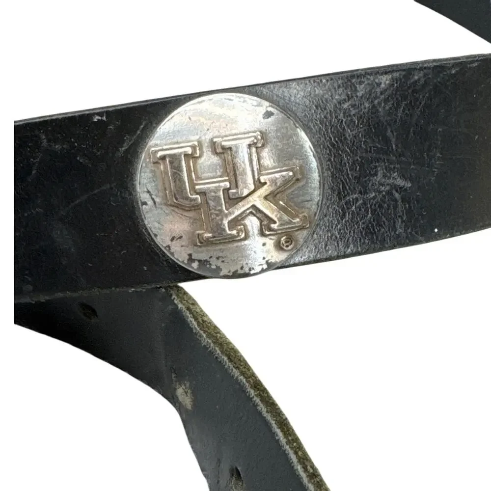 University of Kentucky Wildcats Black Leather Silver Logo Buckle Belt Men 36